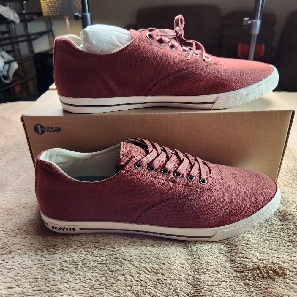 SeaVees New With Box Hormosa Mahogany Linen Canvas Sneaker. 13
